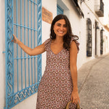 Bolso Crochet Flores Marrón