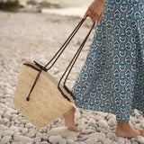 Brown Raffia Crossbody Tote