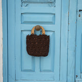 Bolso Crochet Flores Marrón