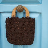 Bolso Crochet Flores Marrón