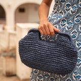 Rafia handbag | Navy blue