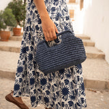Rafia handbag | Navy blue