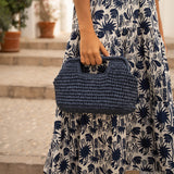 Rafia handbag | Navy blue