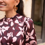 Pendiente flor | Marrón