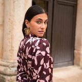 Pendiente flor | Marrón