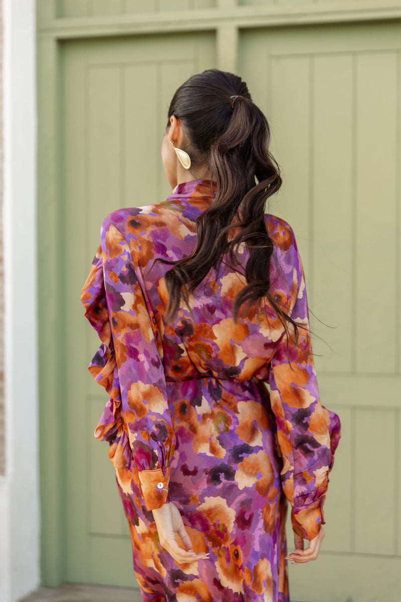 Blusa volantes raso Cristina