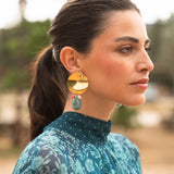 Pendientes Dorado Piedra | Verde azulado
