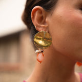 Pendientes Dorado piedra naranja