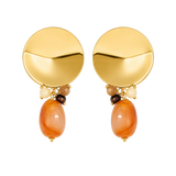 Pendientes Dorado piedra naranja