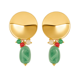 Pendientes Dorado Piedra | Verde azulado