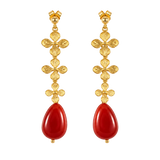 Gold flower chain and stone earrings | Tile