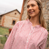 Blusa de algodón blanca con volante en cuello | Iria